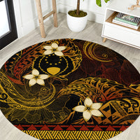 FSM Pohnpei State Round Carpet Tribal Pattern Gold Version LT01 Gold - Polynesian Pride