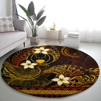 FSM Pohnpei State Round Carpet Tribal Pattern Gold Version LT01 - Polynesian Pride