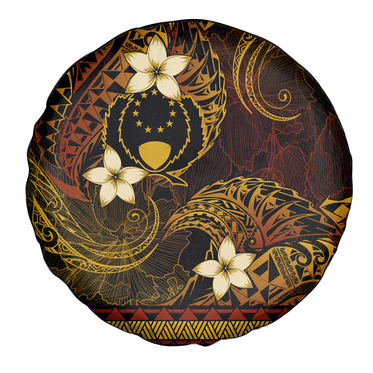FSM Pohnpei State Spare Tire Cover Tribal Pattern Gold Version LT01 - Polynesian Pride