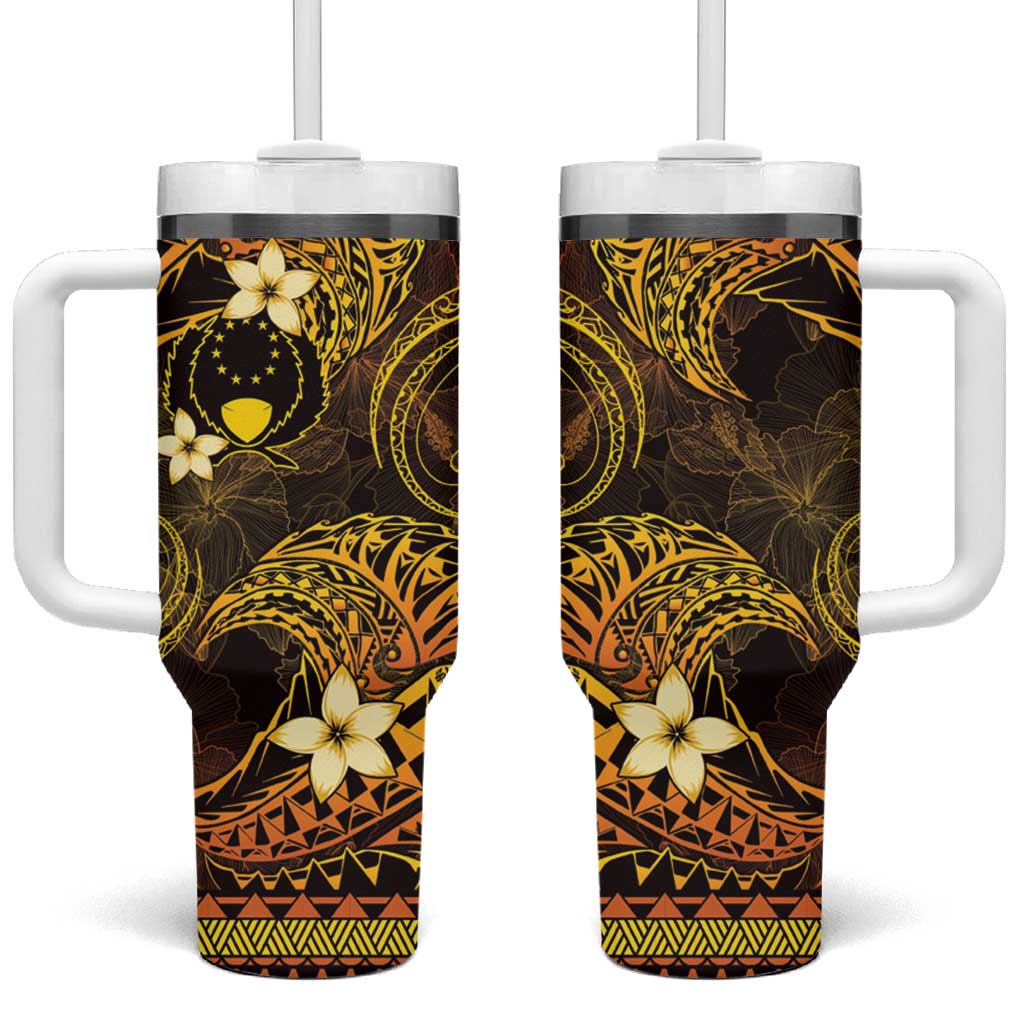 FSM Pohnpei State Tumbler With Handle Tribal Pattern Gold Version LT01 One Size: 40 oz Gold - Polynesian Pride