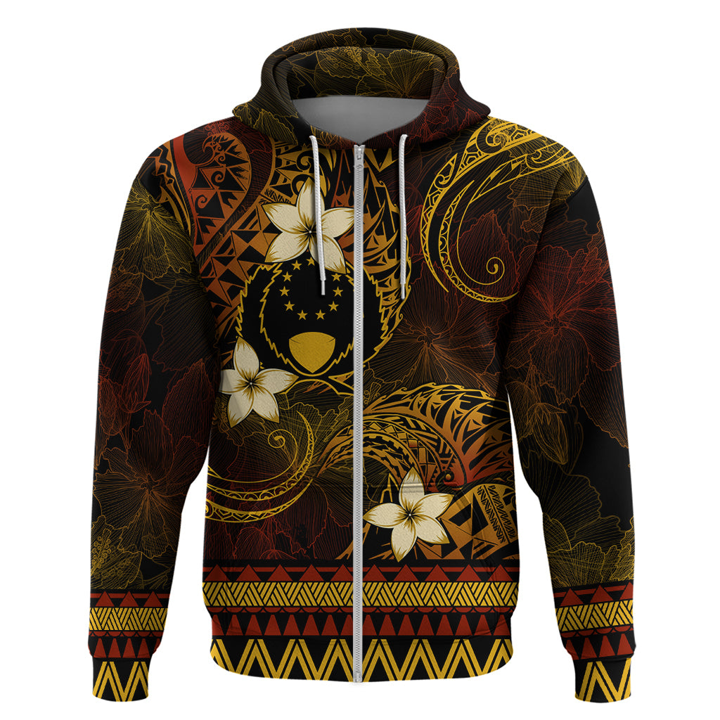 FSM Pohnpei State Zip Hoodie Tribal Pattern Gold Version LT01 Zip Hoodie Gold - Polynesian Pride
