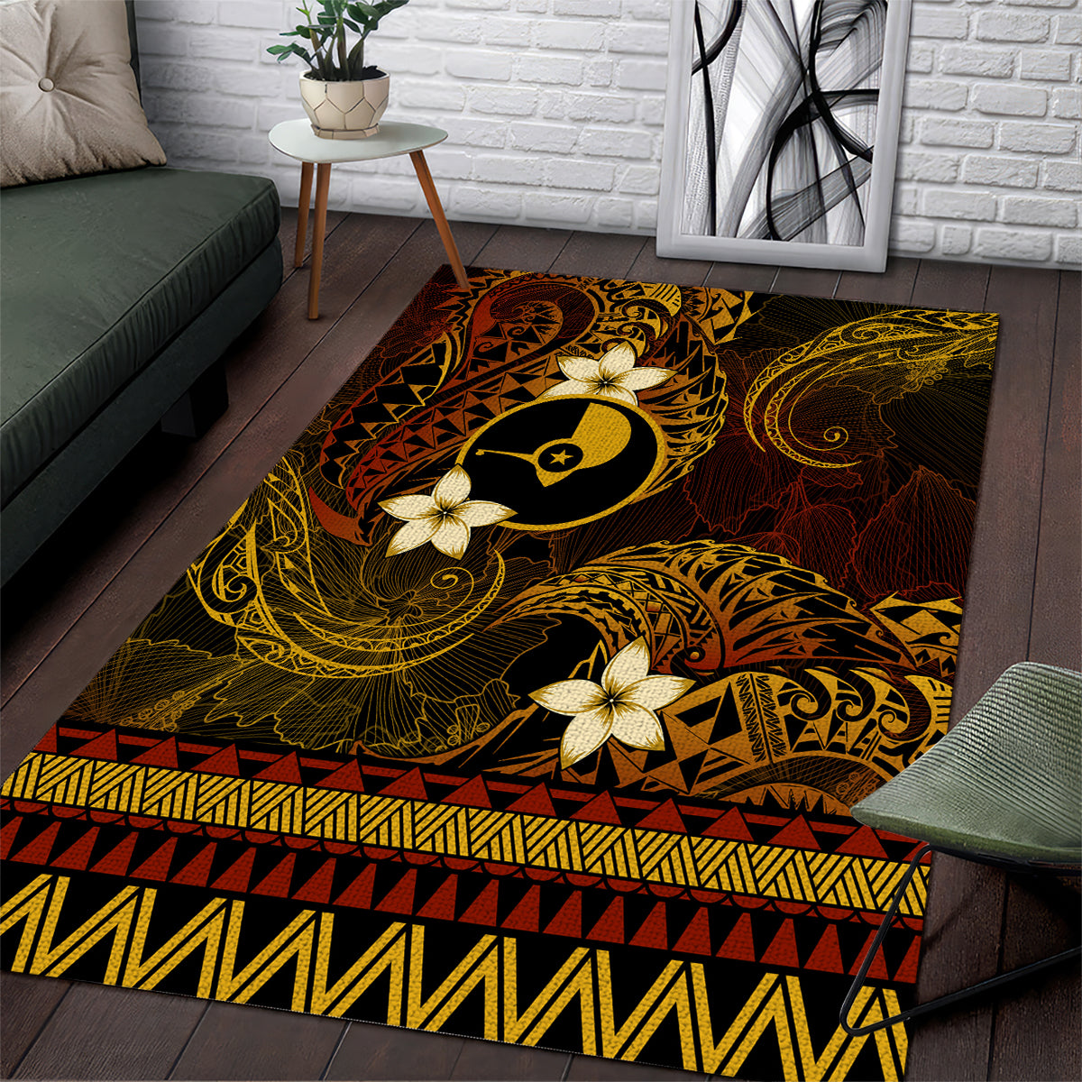 FSM Yap State Area Rug Tribal Pattern Gold Version LT01 Gold - Polynesian Pride