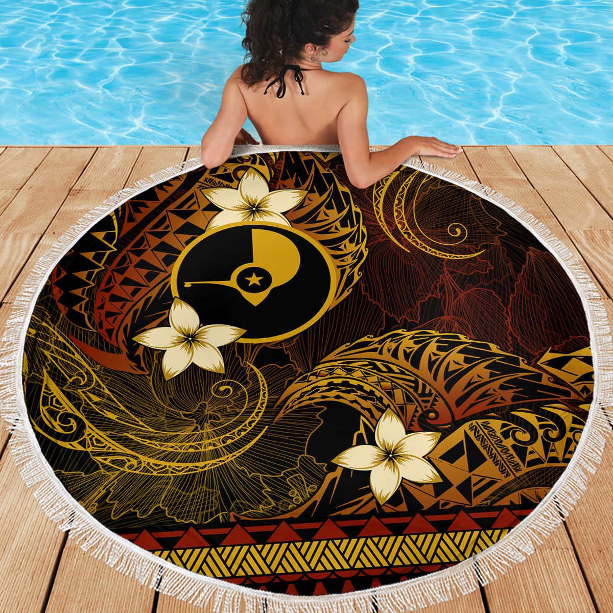FSM Yap State Beach Blanket Tribal Pattern Gold Version LT01 - Polynesian Pride