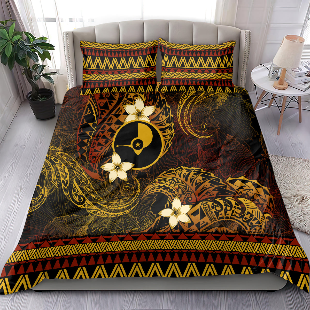 FSM Yap State Bedding Set Tribal Pattern Gold Version LT01 - Polynesian Pride