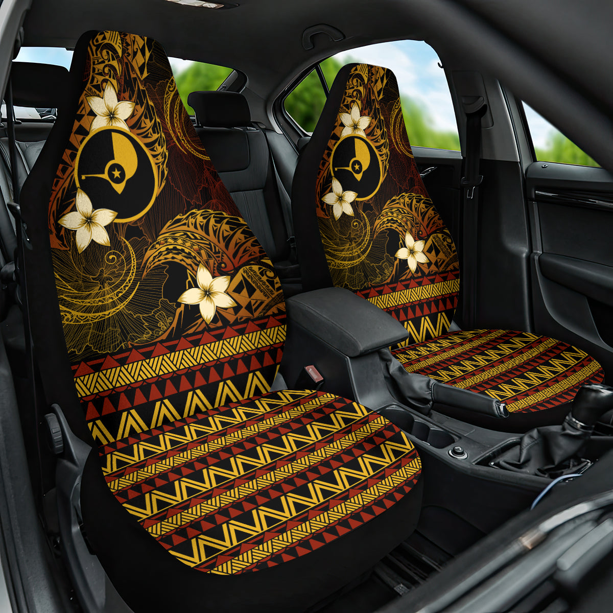 FSM Yap State Car Seat Cover Tribal Pattern Gold Version LT01 One Size Gold - Polynesian Pride