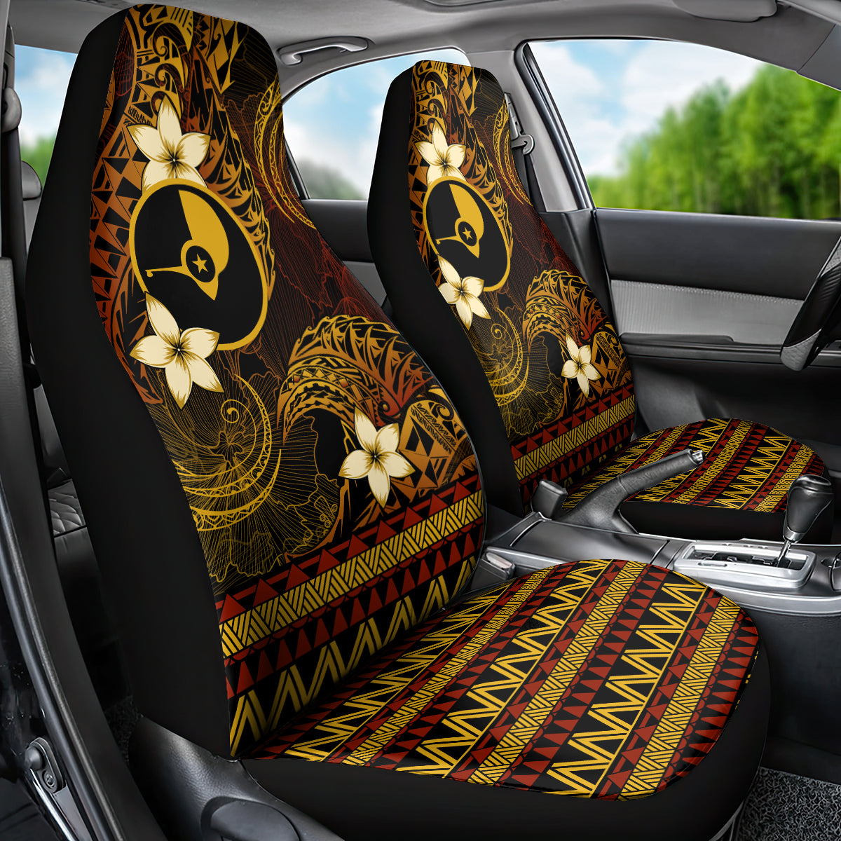 FSM Yap State Car Seat Cover Tribal Pattern Gold Version LT01 - Polynesian Pride