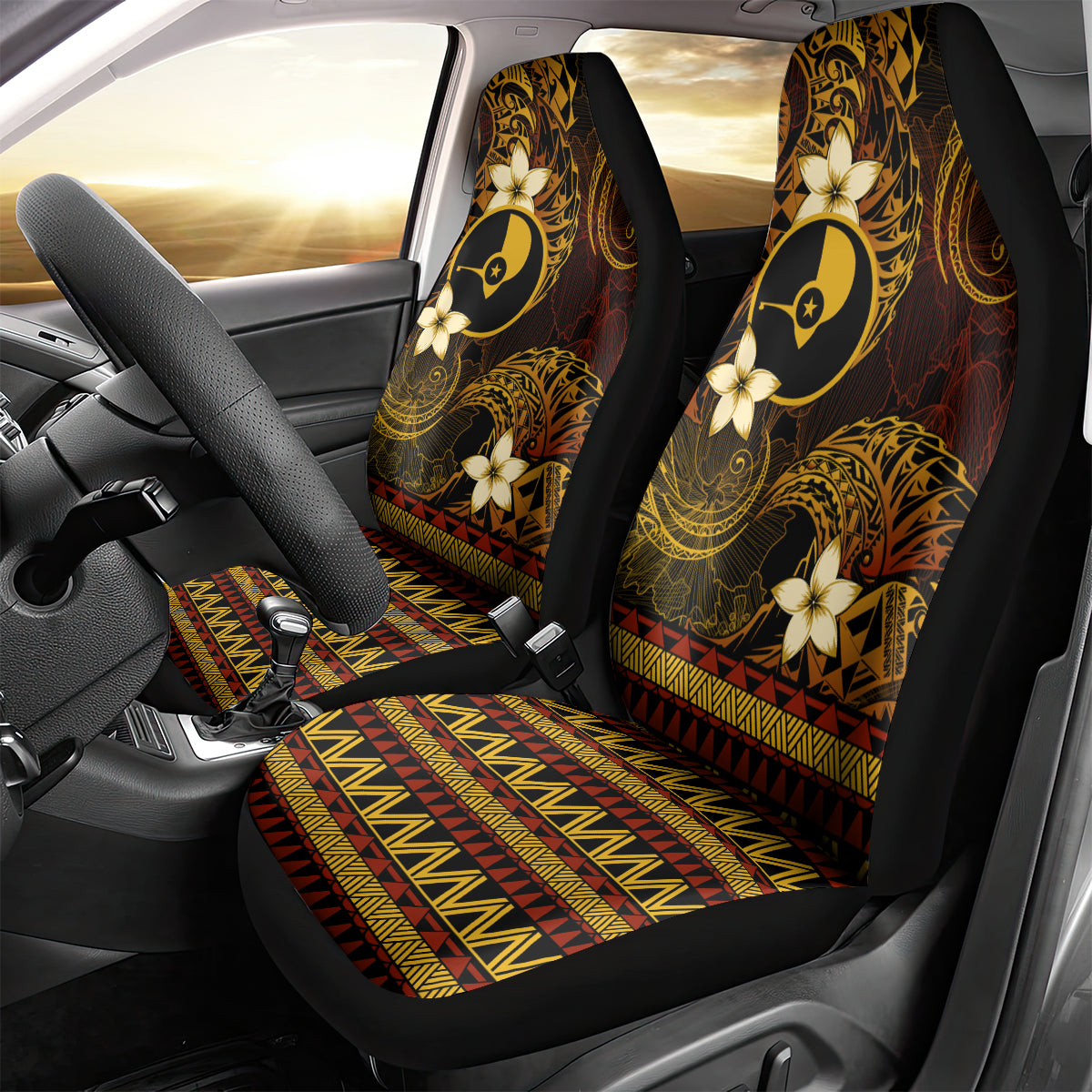 FSM Yap State Car Seat Cover Tribal Pattern Gold Version LT01 - Polynesian Pride