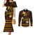 FSM Yap State Couples Matching Mermaid Dress and Long Sleeve Button Shirt Tribal Pattern Gold Version LT01 Gold - Polynesian Pride