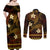 FSM Yap State Couples Matching Off Shoulder Maxi Dress and Long Sleeve Button Shirt Tribal Pattern Gold Version LT01 - Polynesian Pride