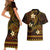 FSM Yap State Couples Matching Short Sleeve Bodycon Dress and Hawaiian Shirt Tribal Pattern Gold Version LT01 - Polynesian Pride