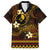 FSM Yap State Family Matching Off Shoulder Long Sleeve Dress and Hawaiian Shirt Tribal Pattern Gold Version LT01 Dad's Shirt - Short Sleeve Gold - Polynesian Pride