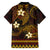 FSM Yap State Family Matching Off Shoulder Long Sleeve Dress and Hawaiian Shirt Tribal Pattern Gold Version LT01 - Polynesian Pride