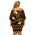 FSM Yap State Family Matching Off Shoulder Short Dress and Hawaiian Shirt Tribal Pattern Gold Version LT01 - Polynesian Pride