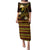 FSM Yap State Family Matching Puletasi and Hawaiian Shirt Tribal Pattern Gold Version LT01 Mom's Dress Gold - Polynesian Pride