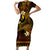 FSM Yap State Family Matching Short Sleeve Bodycon Dress and Hawaiian Shirt Tribal Pattern Gold Version LT01 Mom's Dress Gold - Polynesian Pride