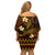 FSM Yap State Off Shoulder Short Dress Tribal Pattern Gold Version LT01 - Polynesian Pride