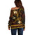 FSM Yap State Off Shoulder Sweater Tribal Pattern Gold Version LT01 - Polynesian Pride