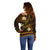 FSM Yap State Off Shoulder Sweater Tribal Pattern Gold Version LT01 - Polynesian Pride