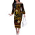 FSM Yap State Off The Shoulder Long Sleeve Dress Tribal Pattern Gold Version LT01 Women Gold - Polynesian Pride