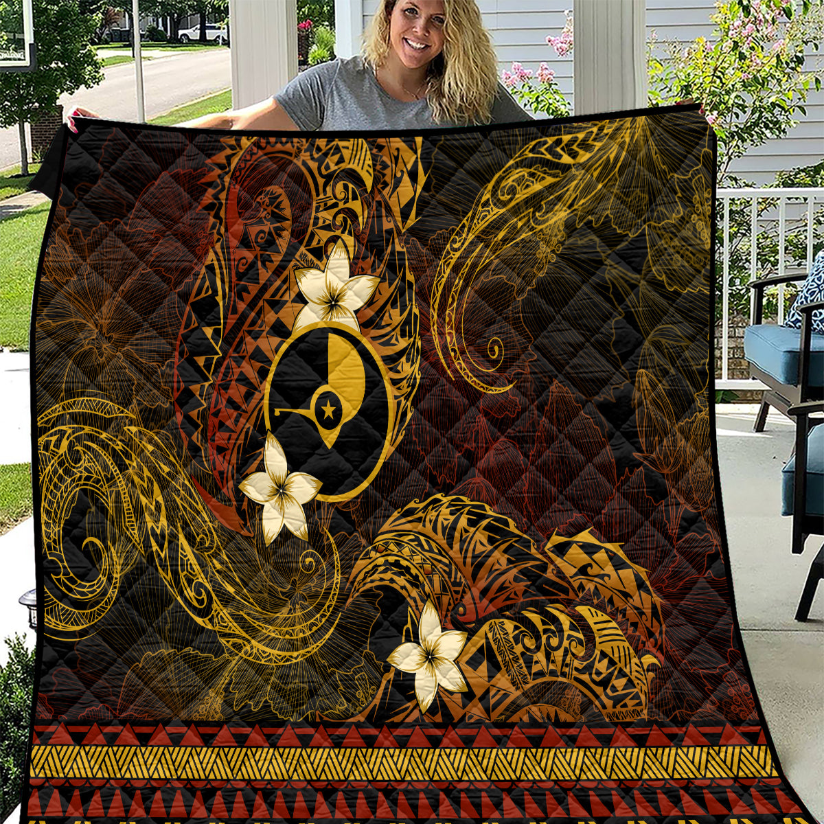 FSM Yap State Quilt Tribal Pattern Gold Version LT01 Gold - Polynesian Pride