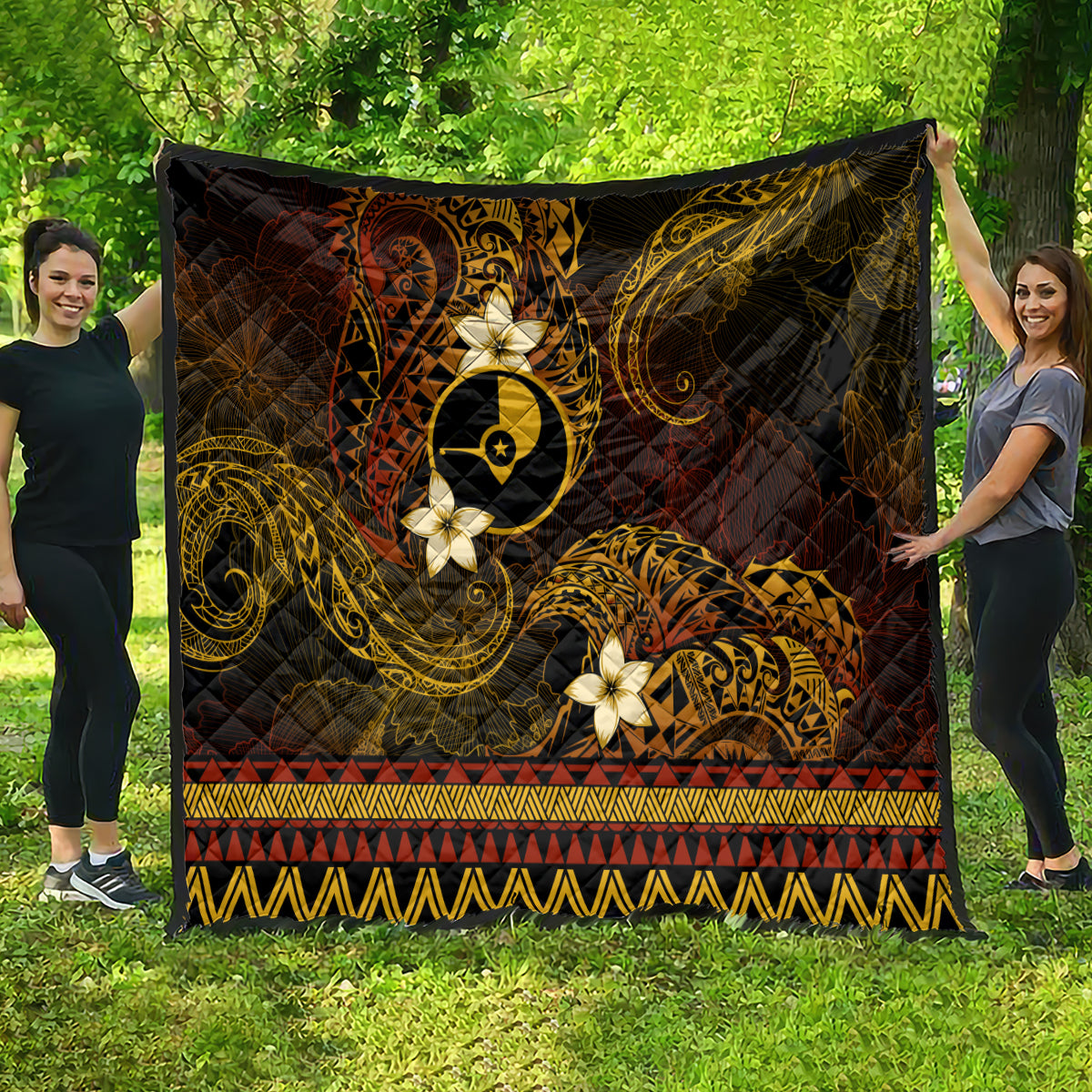FSM Yap State Quilt Tribal Pattern Gold Version LT01 - Polynesian Pride