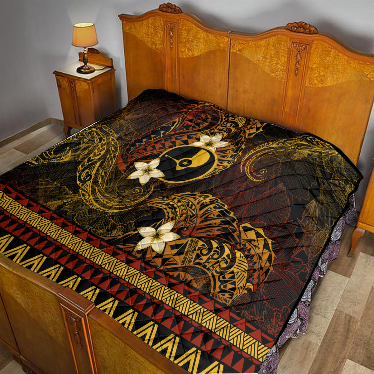 FSM Yap State Quilt Tribal Pattern Gold Version LT01 - Polynesian Pride