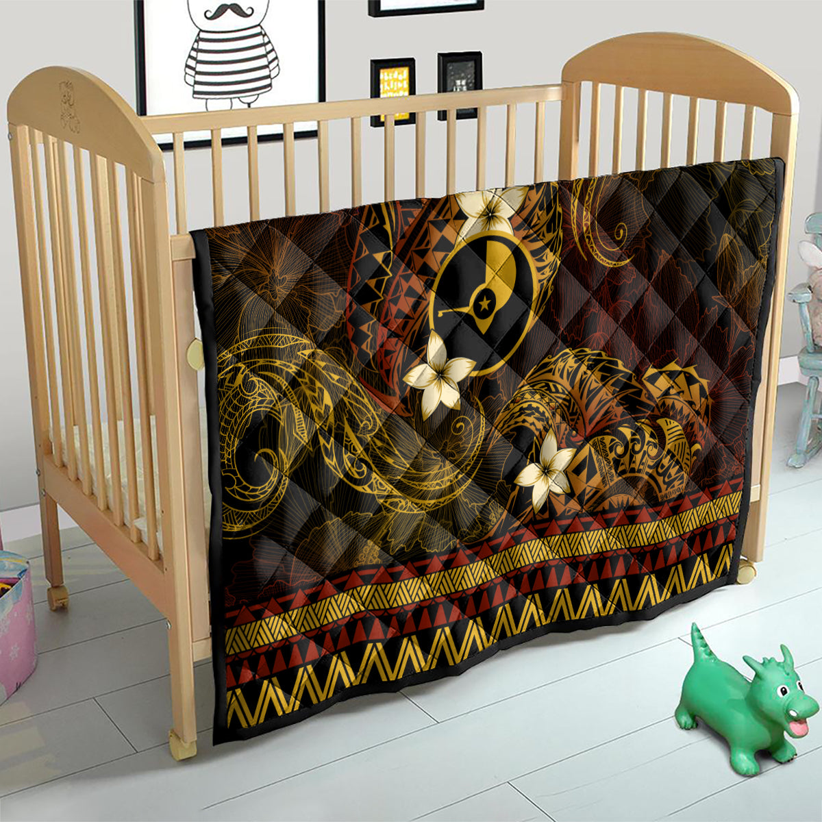 FSM Yap State Quilt Tribal Pattern Gold Version LT01 - Polynesian Pride