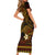 FSM Yap State Short Sleeve Bodycon Dress Tribal Pattern Gold Version LT01 - Polynesian Pride