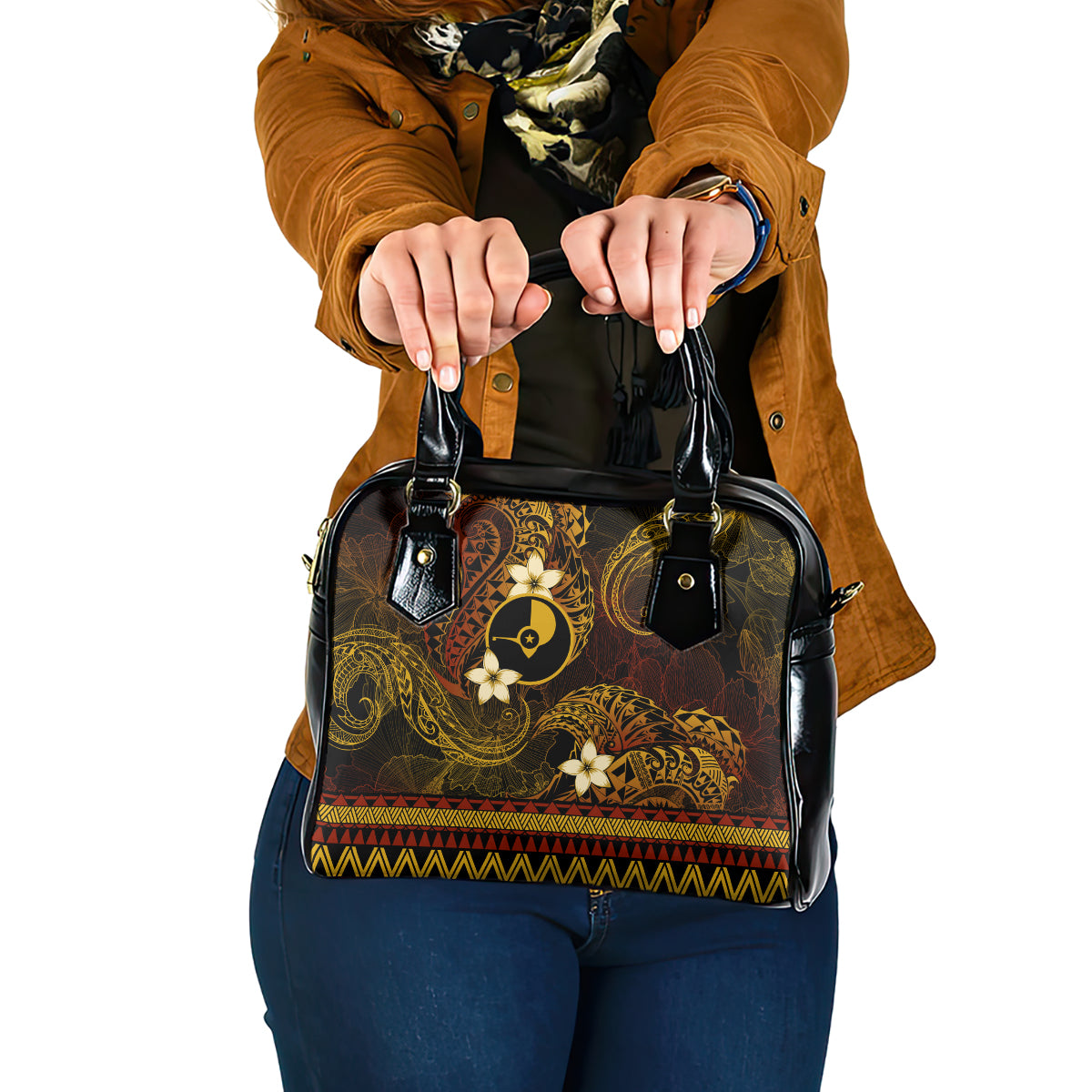 FSM Yap State Shoulder Handbag Tribal Pattern Gold Version LT01 One Size Gold - Polynesian Pride