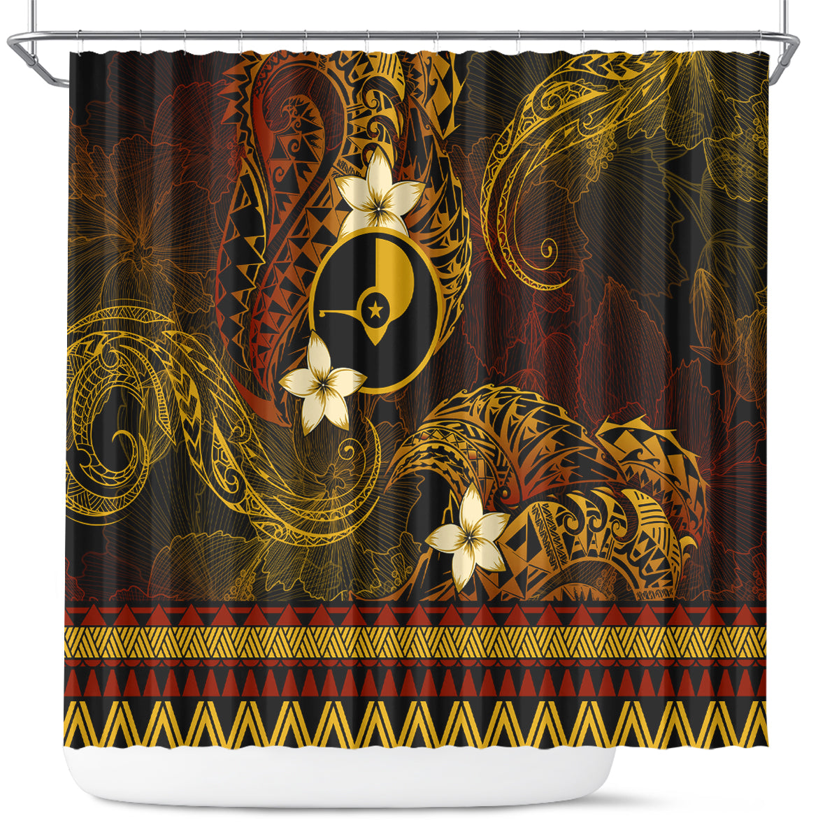 FSM Yap State Shower Curtain Tribal Pattern Gold Version LT01 Gold - Polynesian Pride