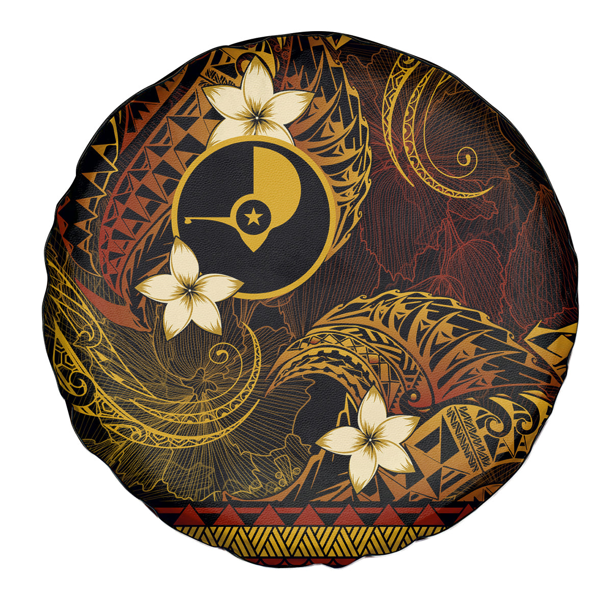 FSM Yap State Spare Tire Cover Tribal Pattern Gold Version LT01 - Polynesian Pride