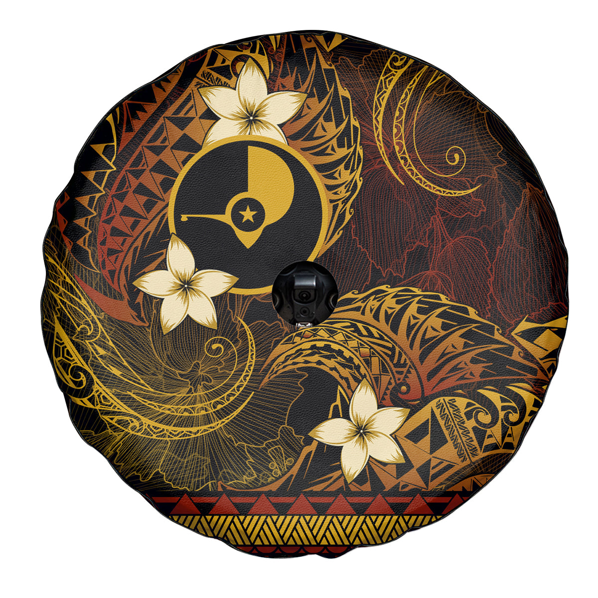 FSM Yap State Spare Tire Cover Tribal Pattern Gold Version LT01 - Polynesian Pride