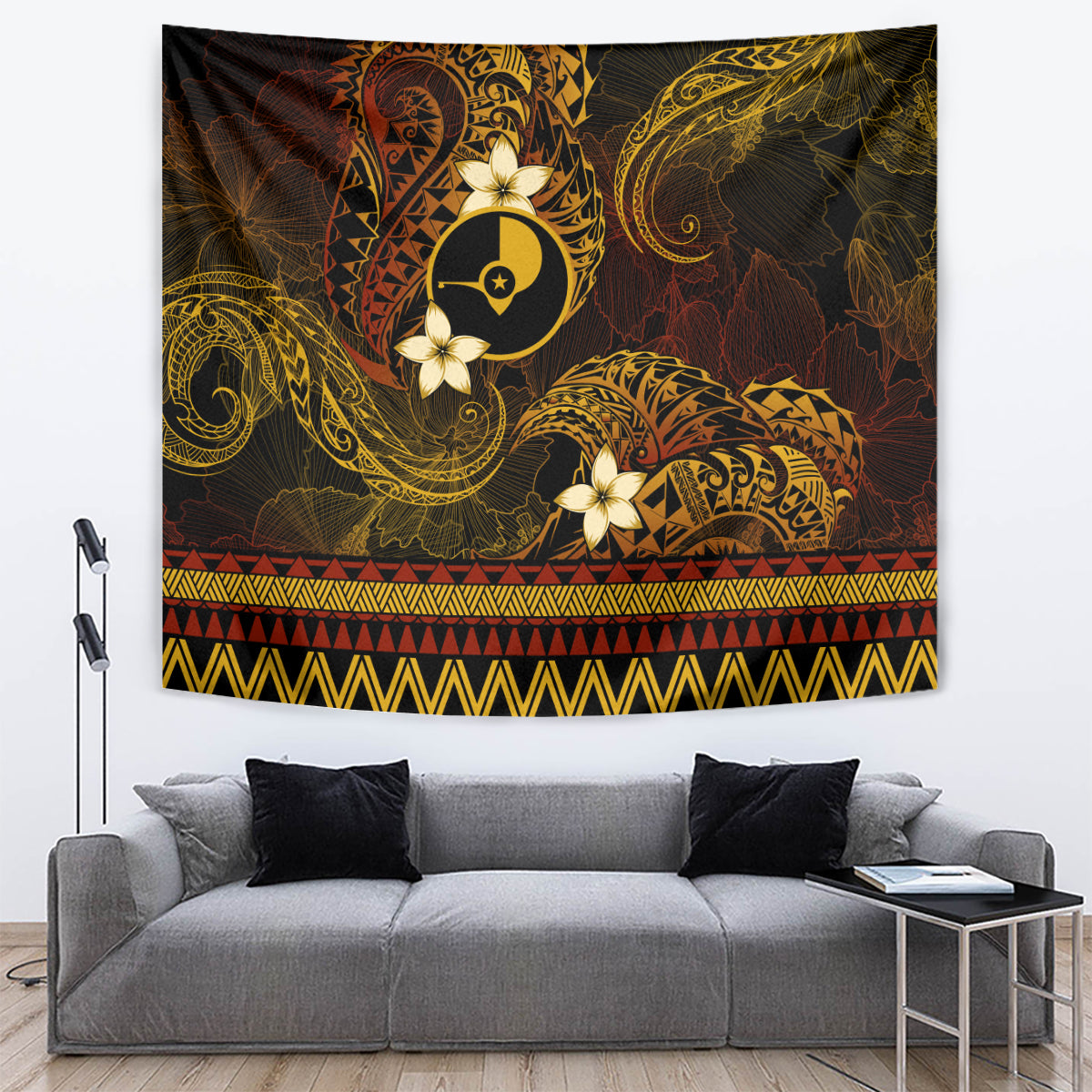 FSM Yap State Tapestry Tribal Pattern Gold Version LT01 Gold - Polynesian Pride