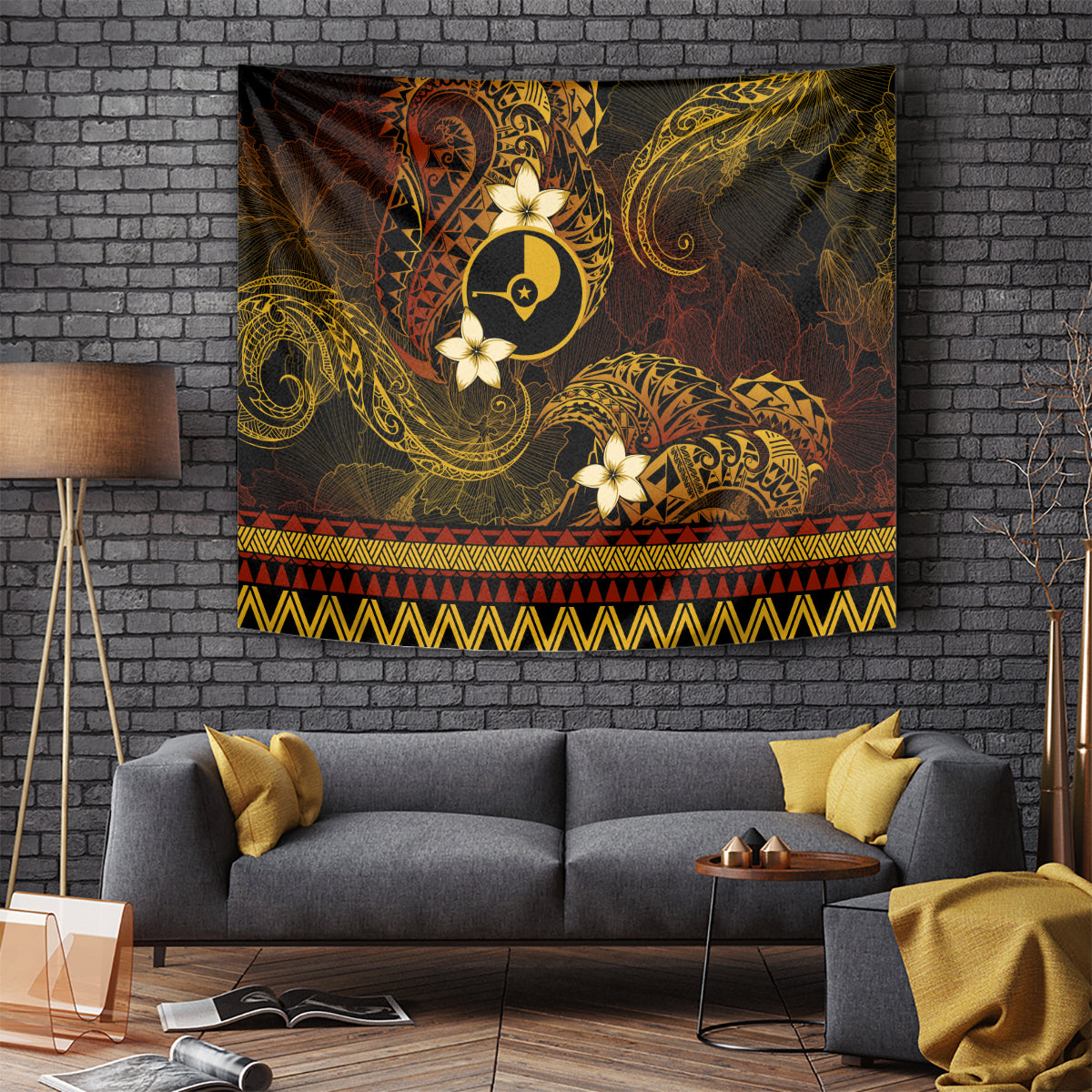 FSM Yap State Tapestry Tribal Pattern Gold Version LT01 - Polynesian Pride