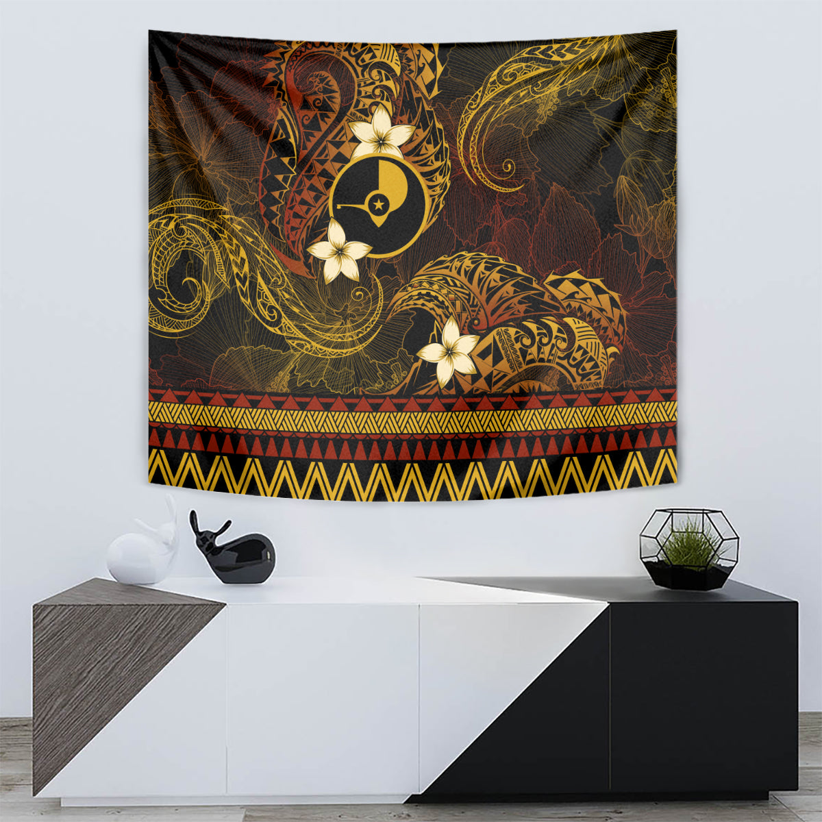 FSM Yap State Tapestry Tribal Pattern Gold Version LT01 - Polynesian Pride