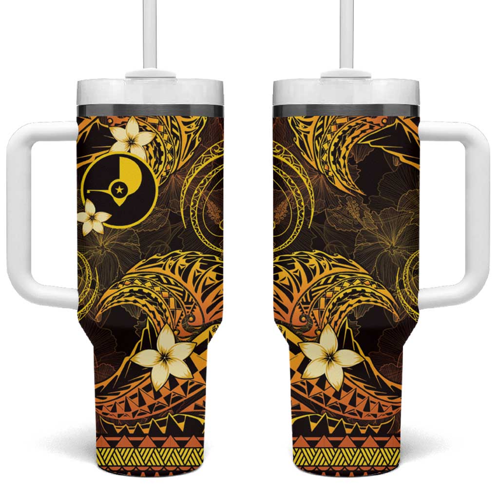 FSM Yap State Tumbler With Handle Tribal Pattern Gold Version LT01 One Size: 40 oz Gold - Polynesian Pride