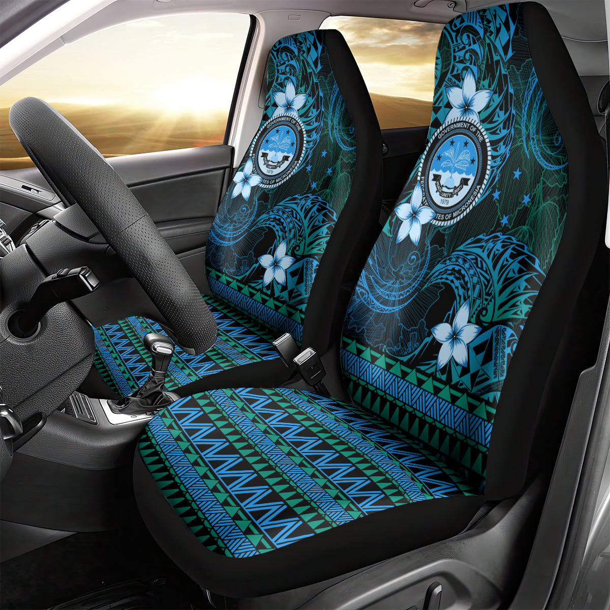FSM Culture Day Car Seat Cover Tribal Pattern Ocean Version LT01 - Polynesian Pride