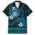 FSM Culture Day Family Matching Long Sleeve Bodycon Dress and Hawaiian Shirt Tribal Pattern Ocean Version LT01 Dad's Shirt - Short Sleeve Blue - Polynesian Pride