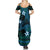 FSM Culture Day Family Matching Summer Maxi Dress and Hawaiian Shirt Tribal Pattern Ocean Version LT01 - Polynesian Pride