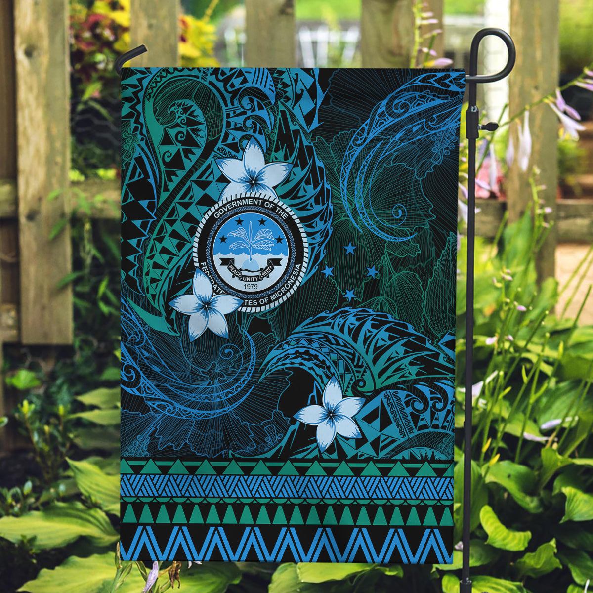 FSM Culture Day Garden Flag Tribal Pattern Ocean Version LT01 Garden Flag Blue - Polynesian Pride