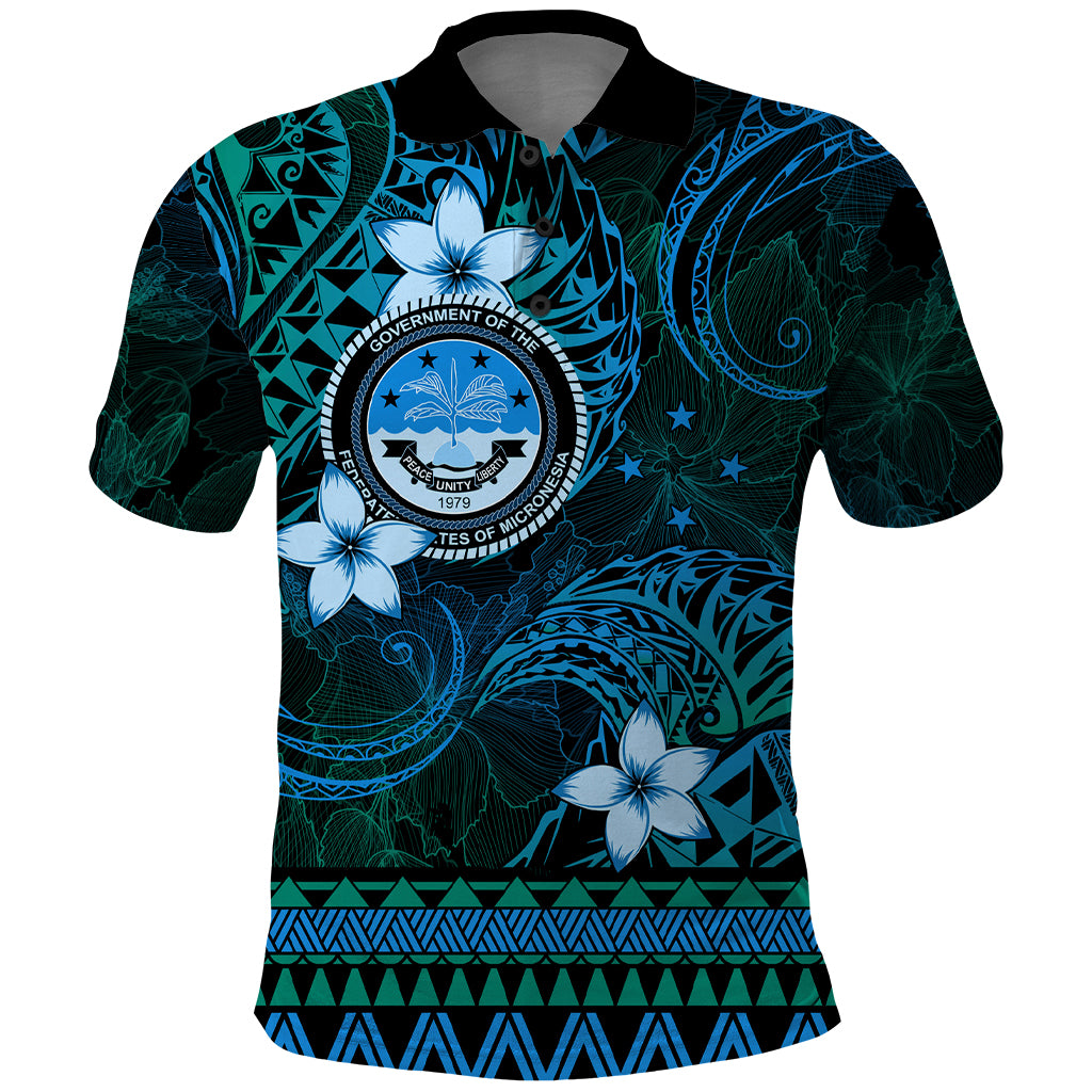 FSM Culture Day Polo Shirt Tribal Pattern Ocean Version LT01 Blue - Polynesian Pride