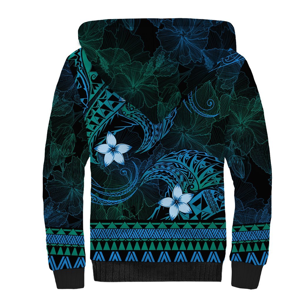 FSM Culture Day Sherpa Hoodie Tribal Pattern Ocean Version LT01 - Polynesian Pride