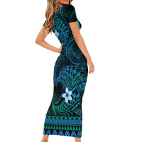 FSM Culture Day Short Sleeve Bodycon Dress Tribal Pattern Ocean Version LT01 - Polynesian Pride