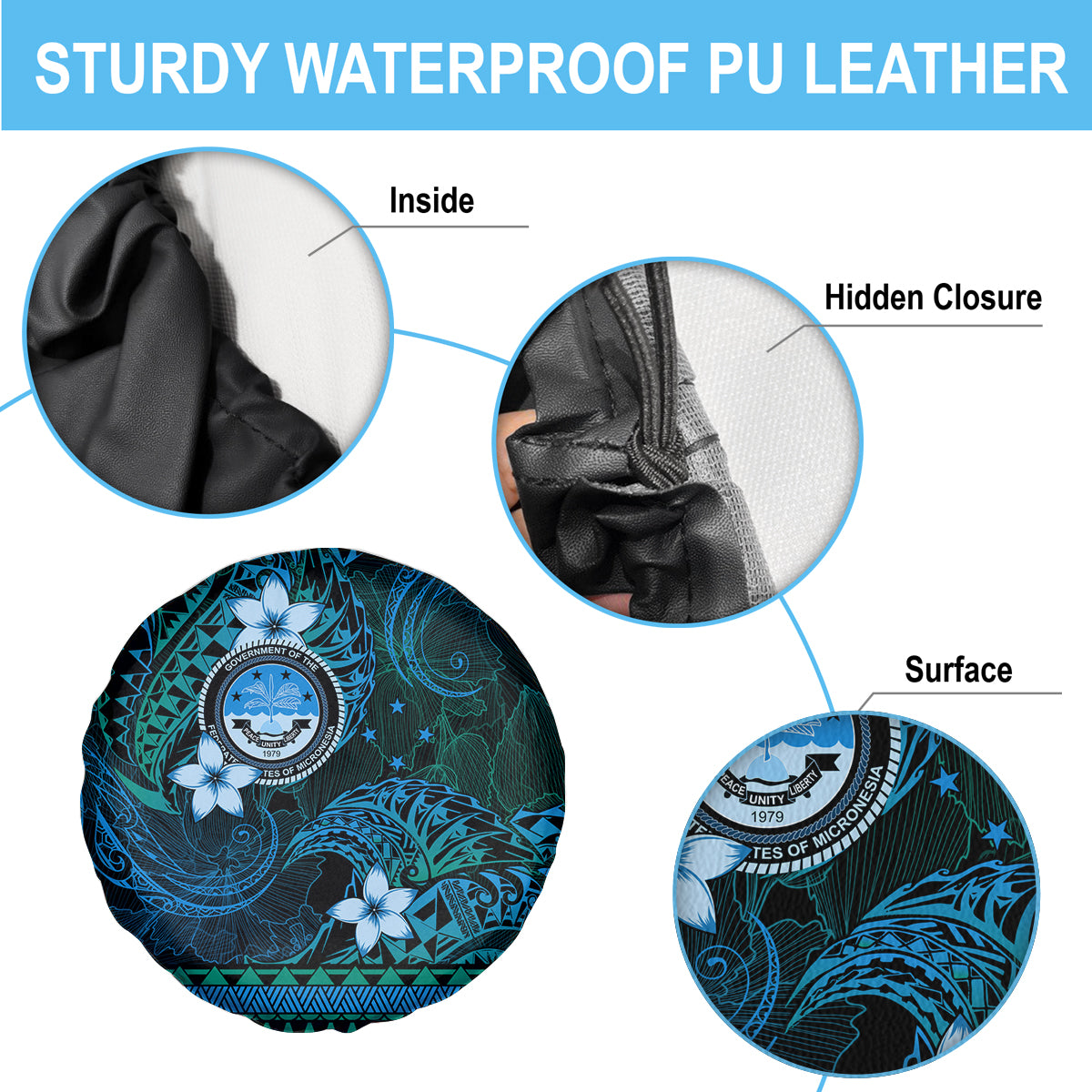 FSM Culture Day Spare Tire Cover Tribal Pattern Ocean Version LT01 - Polynesian Pride