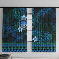 FSM Culture Day Window Curtain Tribal Pattern Ocean Version LT01 With Hooks Blue - Polynesian Pride