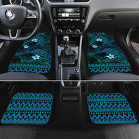 FSM Chuuk State Car Mats Tribal Pattern Ocean Version LT01 Set 4pcs Blue - Polynesian Pride