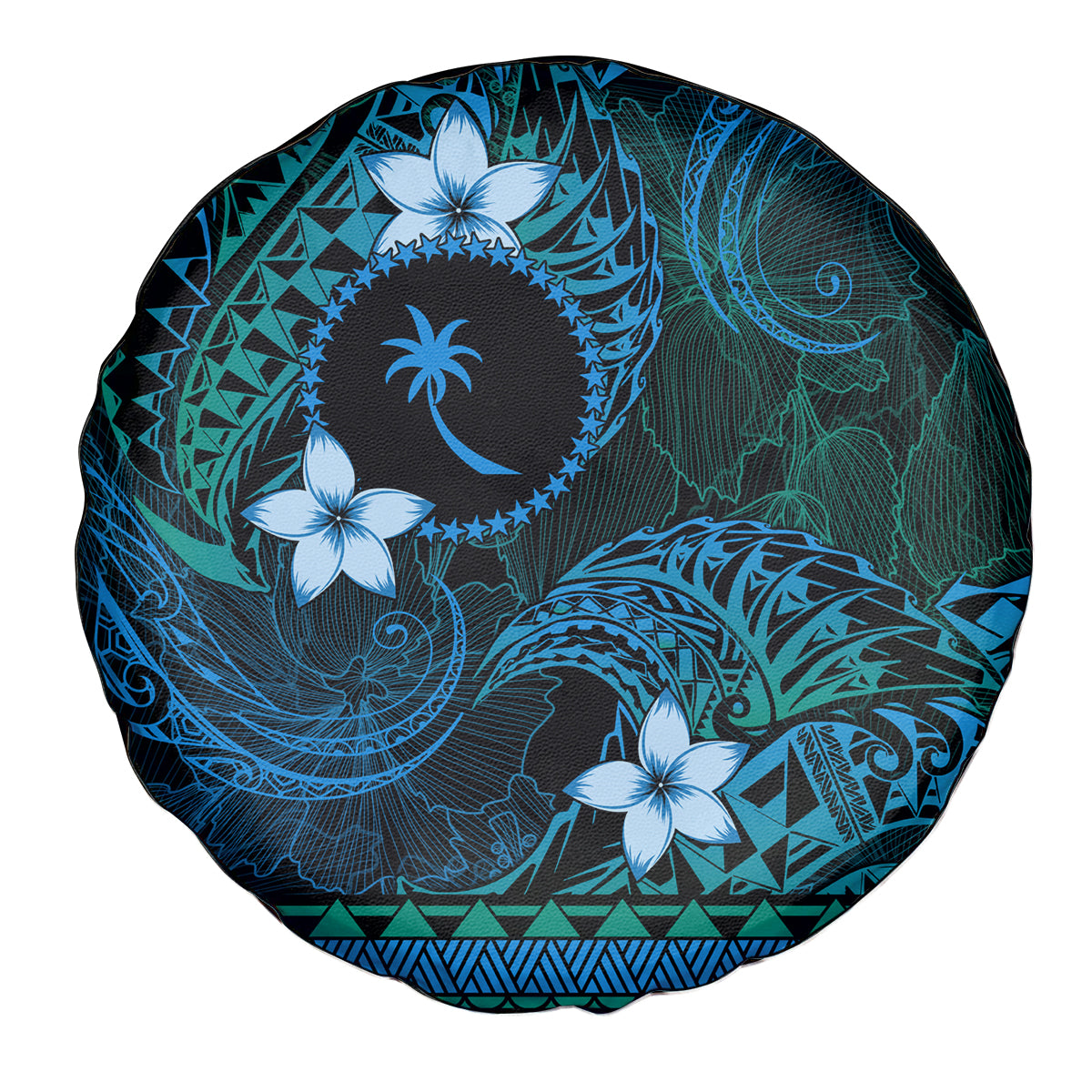 FSM Chuuk State Spare Tire Cover Tribal Pattern Ocean Version LT01 - Polynesian Pride