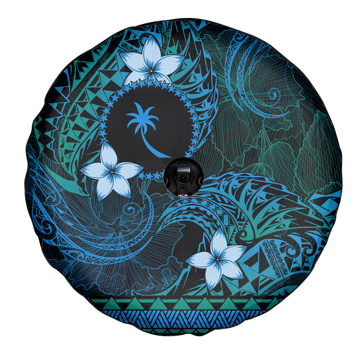 FSM Chuuk State Spare Tire Cover Tribal Pattern Ocean Version LT01 - Polynesian Pride