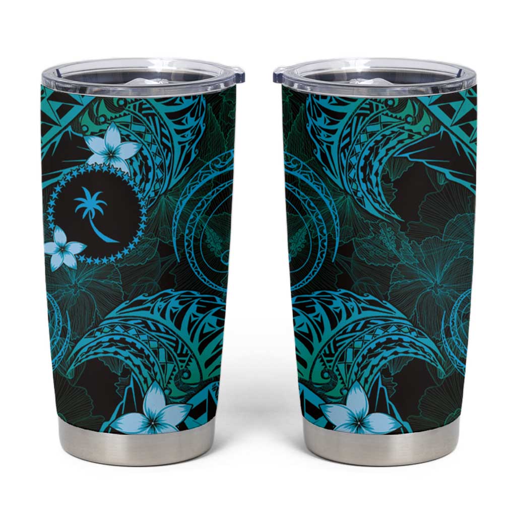 FSM Chuuk State Tumbler Cup Tribal Pattern Ocean Version LT01 Blue - Polynesian Pride