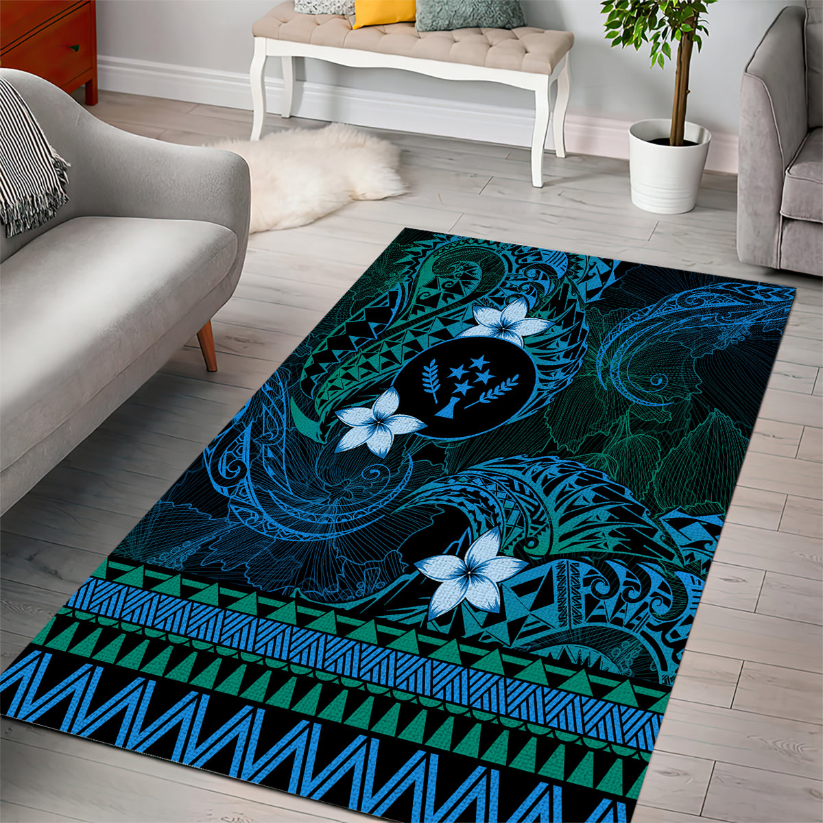 FSM Kosrae State Area Rug Tribal Pattern Ocean Version LT01 - Polynesian Pride